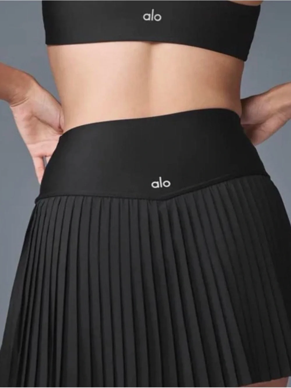 ALO Yoga Black Pleated Mini Skirt